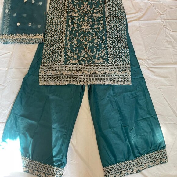 Teal Salwar Kameez - Picture 1 of 5